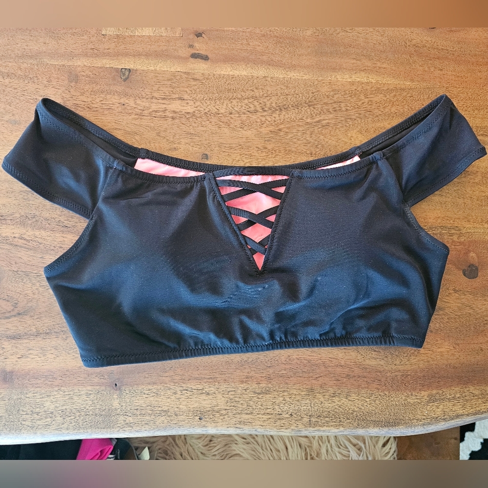 Pink by Victoria's secret black bathing suit top. Women's size large.